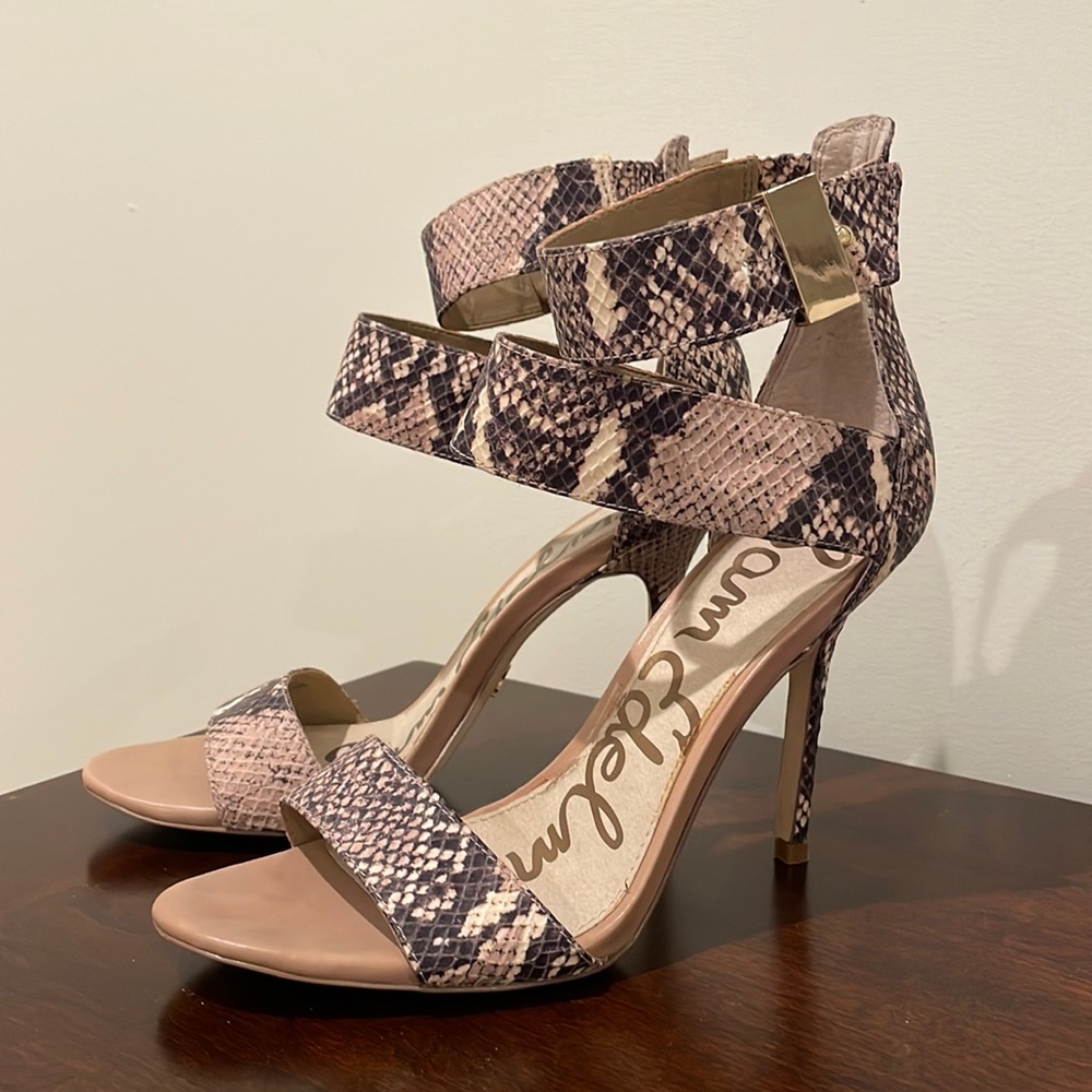 Sam Edelman Snakeskin Ankle wrap heels